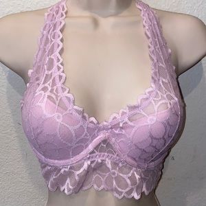 Pink. Lace Halter Bra